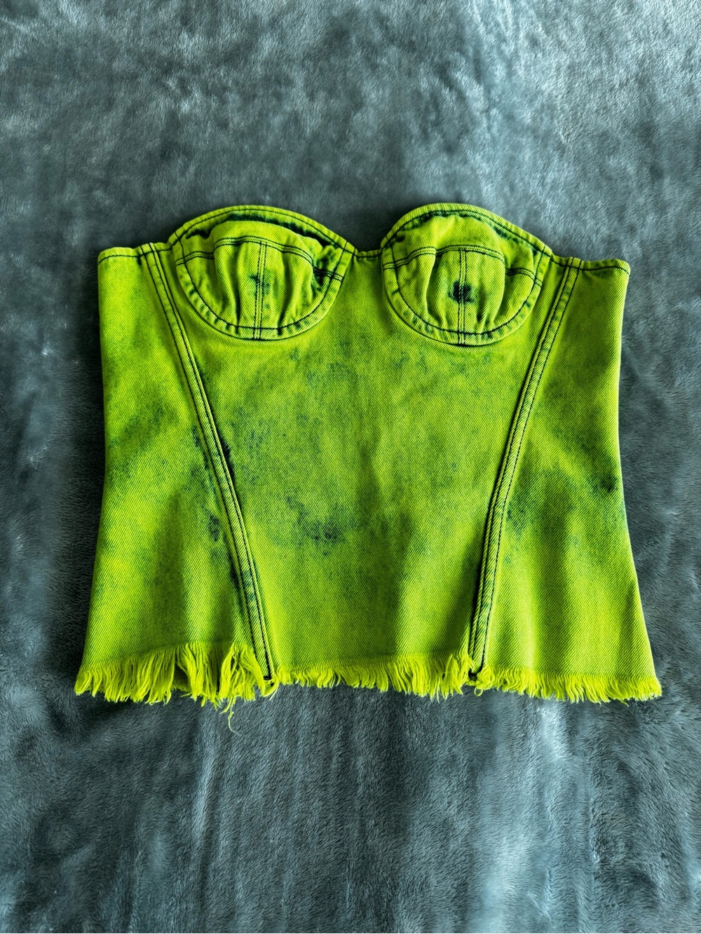 Neon Lime Strapless Corset Top